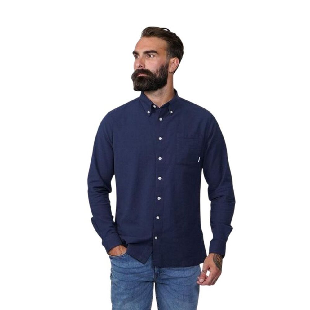 Firetrap Mens Basic Oxford Cotton Button-Down Shirt / Navy